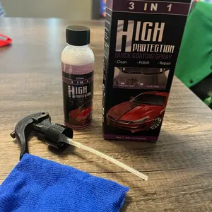 High Protection 3-in-1 Quick Coating Spray - Clean Polish Repair - 3.38 oz Bottle with Sprayer & Blue Cloth Included for Car Care