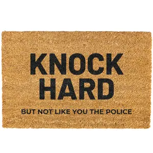 Knock Hard But Not Like You the Police doormat, Welcome Mat, Funny Doormat