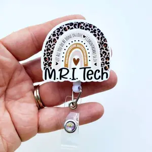 MRI Rainbow Badge Reel, Cute MRI Tech ID Holder, Retractable Badge Reel for Imaging Staff WR1
