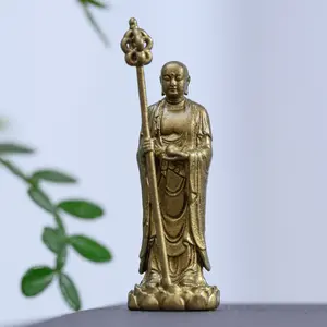 Ksitigarbha Vintage Brass Buddha Statue Salvation Peace Mini Zen Gift 1.5in
