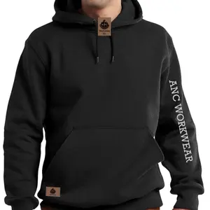 ANC Workwear Men Mid-Weight Black Hoodie Menswear  Sweaters Long Sleeve Casual Pullover