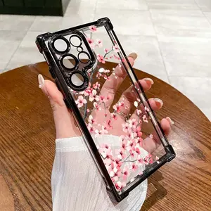 Compatible with S25 Ultra/S24/S23/S22 Plus Phone Case pink cherry blossoms Pattern  phone case hnmjddSX6