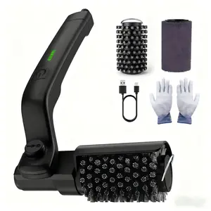 Cordless Electric BBQ Grill Brush Cleaner, Rechargeable Grill Cleaning Tool with 2 Replacement Brushes, 3-Speed Adjustable Power, Adjustable Angle BBQ Cleaning Brush for Removing Rust, Grease, Burnt Food and Dirt