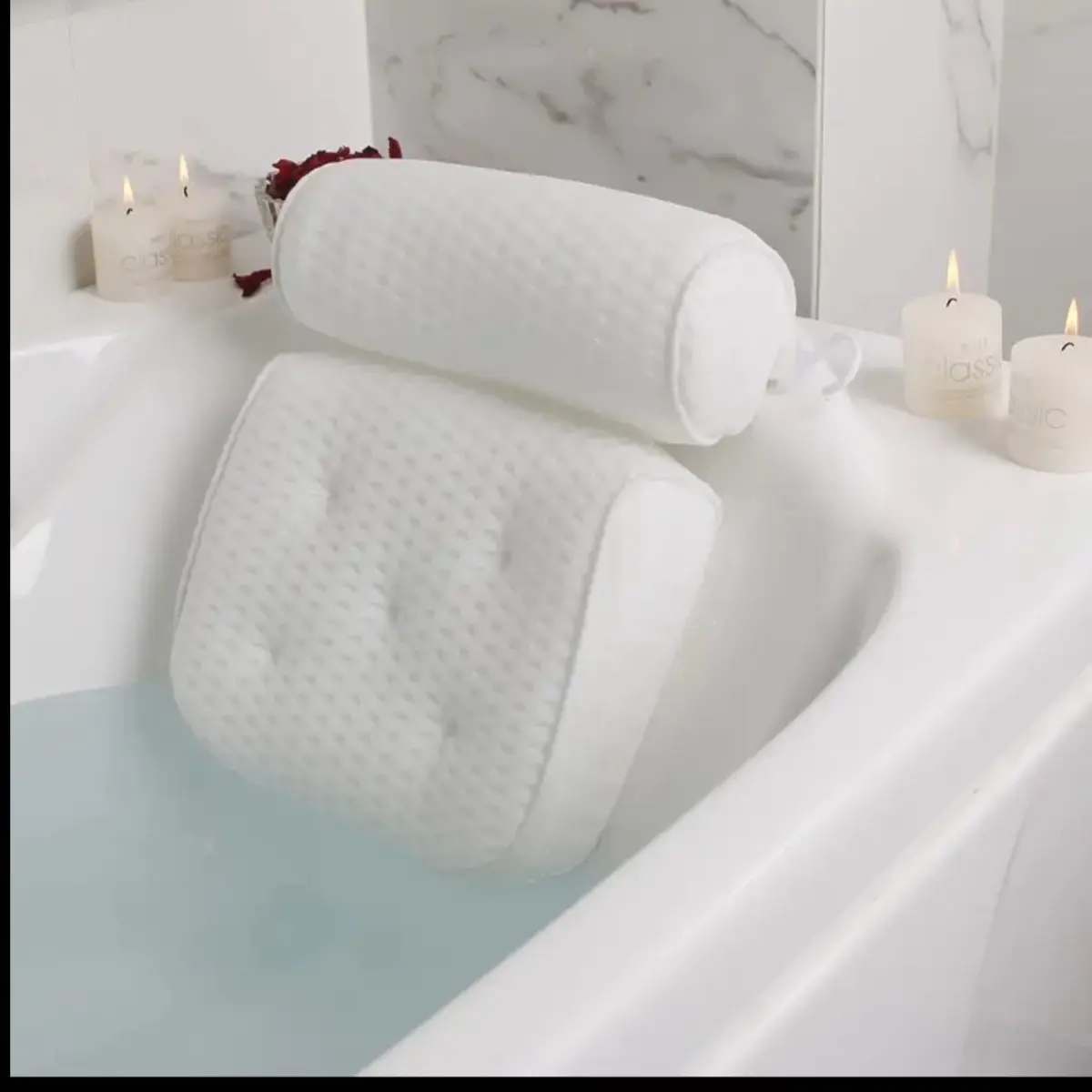 Bath Pillow Headrest - Bathtub Pillow For Bathtub Neck And Back Support, With Non-Slip Suction Cup, Breathable, Non-Slip, Quick Drying, Machine Washable - For Men & Women - Suitable for Spa & Relaxation - Perfect Gift for Bathroom Lovers