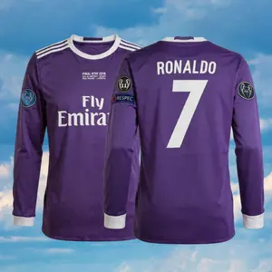 C.Ronaldo 2016-17 Retro Away Purple Home White Black Blue No.7 Long-Sleeved Short-Sleeved Football Shirt