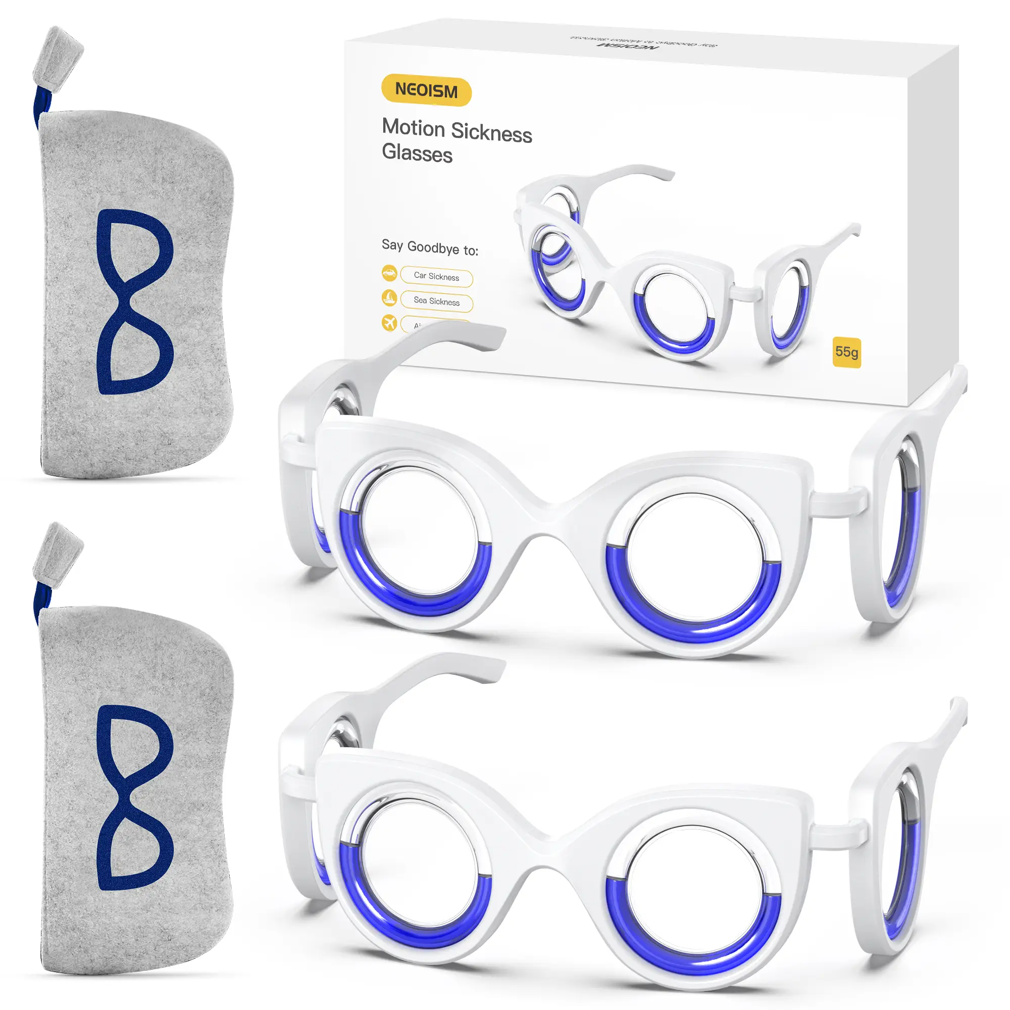 NEOISM Anti Motion Sickness Glasses Relieve Carsickness Airsickness Seasickness Glasses Light Portable Nausea Relief Glasses for Travel, dealsforyouda