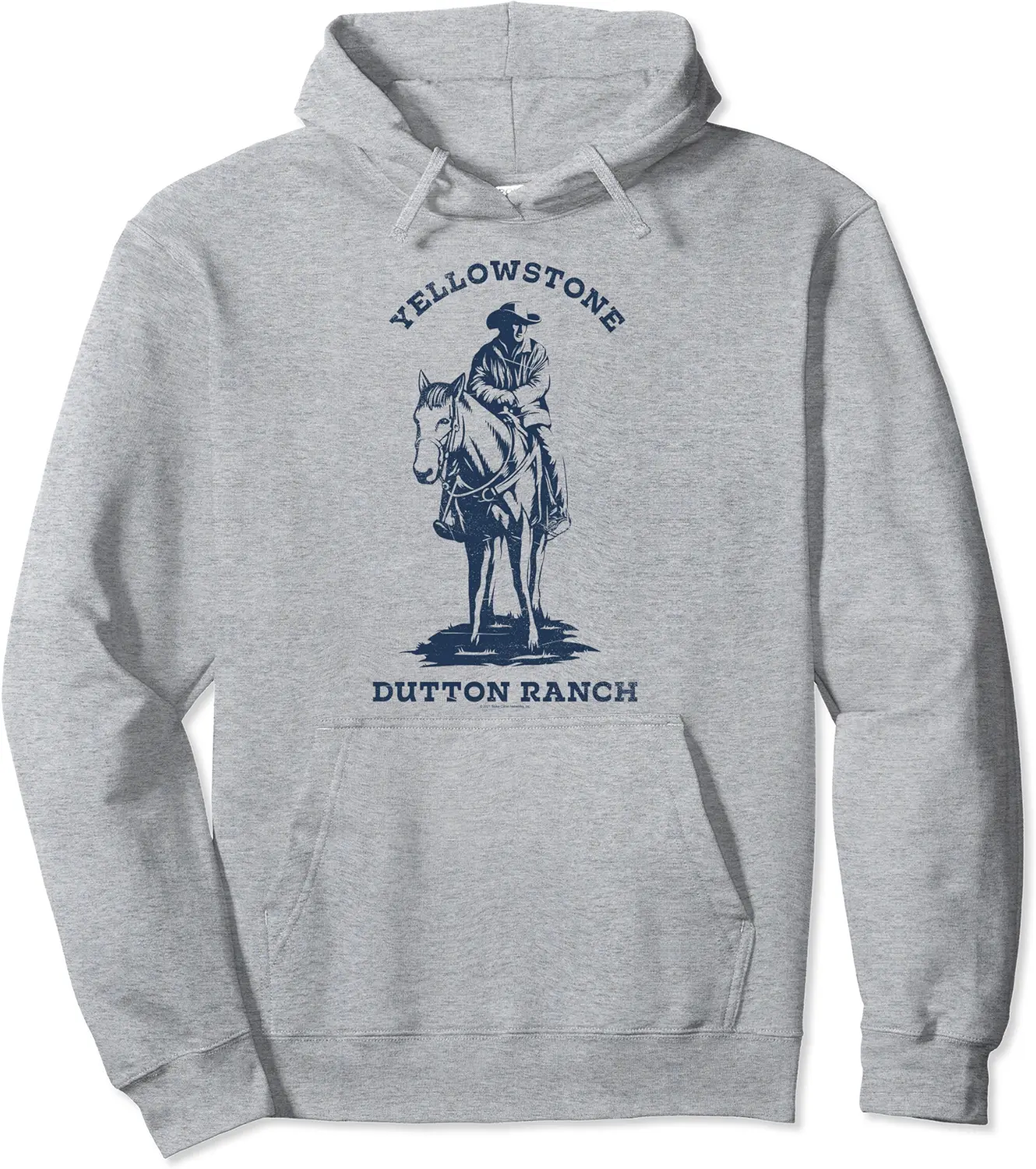 Yellowstone Navy Cowboy Dutton Ranch Distressed Pullover Hoodie - Nallelycor Shop 63B09FB4DFP1