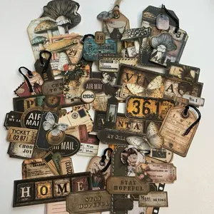 Handmade Ephemera Paper Cluster – 5 Unique Pieces for Junk Journals & Embellishments