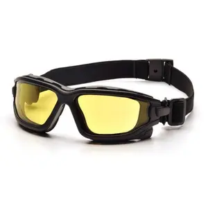 Pyramex I-Force Safety Glasses Black, Foam-Padded, with Amber Anti-Fog Lenses