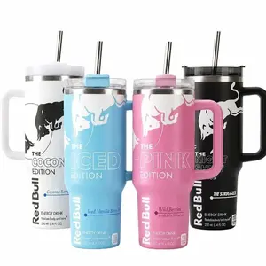 Color Edition 20oz/40oz Tumbler With Handle, Energy Drink Inspired Insulated Travel Mug, Stainless Steel Cup with Lid, Portable Drinkware Gift for Adventure Lovers
