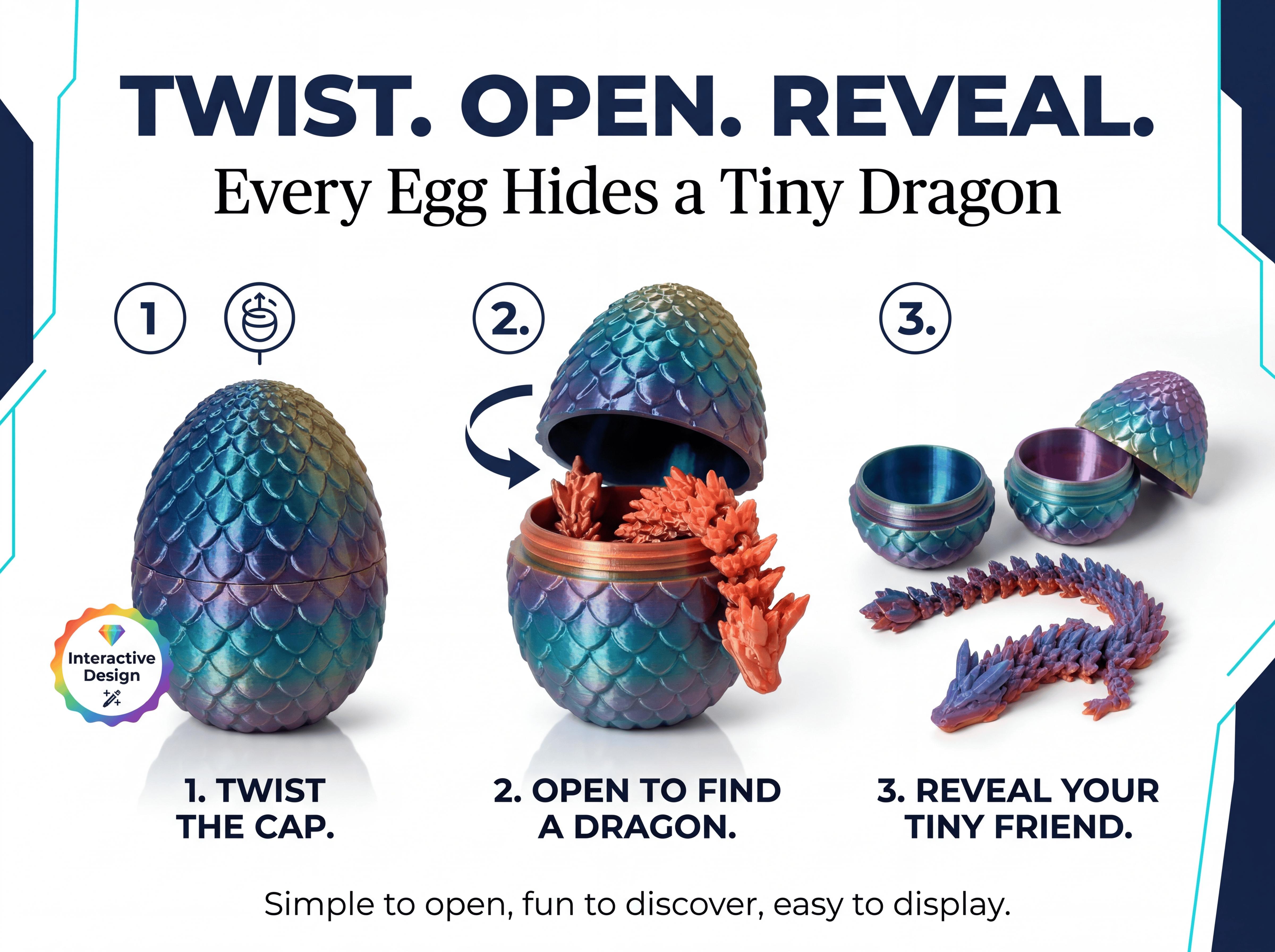 12 Pcs 3D Printed Dragon Eggs Set with Display Stand, Mini Dragon Egg Toys for Ages 5 to 12, DIY Craft Kit for Stress Relief