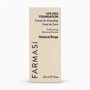 Farmasi VFX Pro Foundation Natural Beige Concealer Makeup Full Coverage Enhanced Formula 30ml Cosmetic