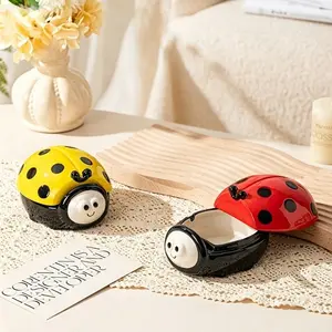 Creative Cute Beetle Shape Ashtray with Lid Ceramic Decor Suitable for Home Coffee Shops Bars Restaurant Elevate Your Space