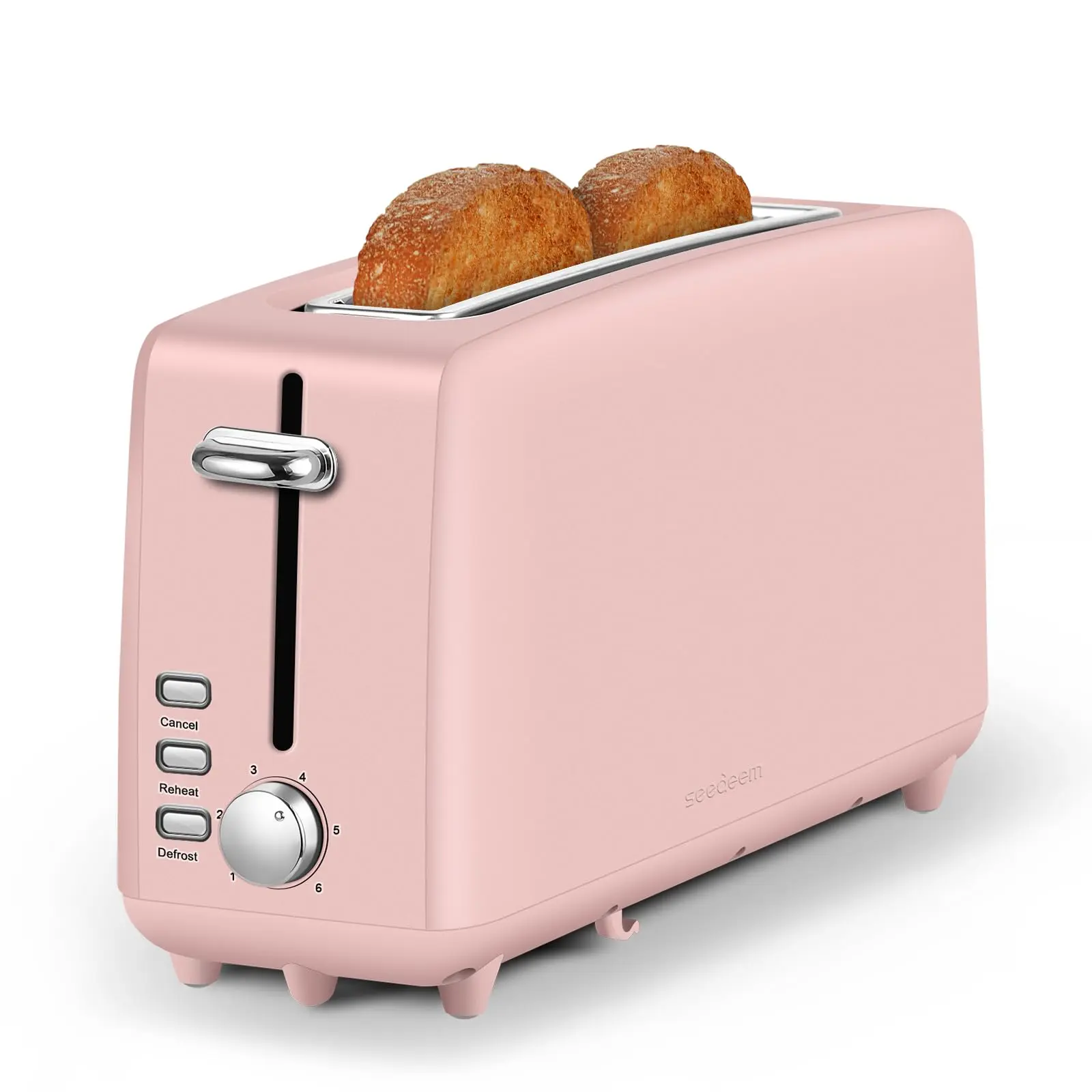 【Material Upgrade】Slim Vertical 2-Slice Stainless Steel Long Slot Toaster, 6 Shade Settings, 10" Slots for Bagels & Artisan Bread, Defrost/Cancel Functions, Removable Crumb Tray, 120V, Pink, Ideal for Apartments & Dorms, 120 Volts