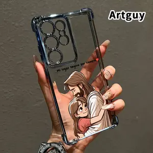 Mi Lugar Seguro Por Siempre Pattern Phone Case Suitable for Samsung Galaxy S23 Ultra S24 Plus S25 S22+ FE Edge Four Corner Air Cushion Anti Drop Transparent Full Coverage Cover