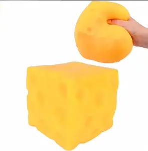 Squishy Cheese Block - Yellow, moldable fidget Toy withSqueeze Feature, Ideal for Play and Relaxation