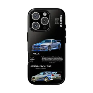 TRIMCASE JDM Phone Case Suitable for iPhone 17-11 Pro Max/Plus and  Samsung Galaxy S23-25, Nissan Skyline GT-R BNR34 Design, Waterproof Impact Resistant Protective Cover, Unique Gift for Car Enthusiasts
