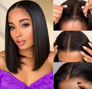 Karlami Hair Wear and Go Glueless Bob Wigs Human Hair Pre Plucked Pre Cut 5x5/4X4  HD LaceWigs 150% Density Ready to Wear Short Straight Lace Front Wigs For Black Women Beginner Friendly 20 Inch woman glueless bob wig straight human