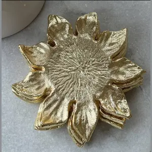 Gold Sunflower Shaped Coasters Set of 4 - Decorative Coasters for Your Collection