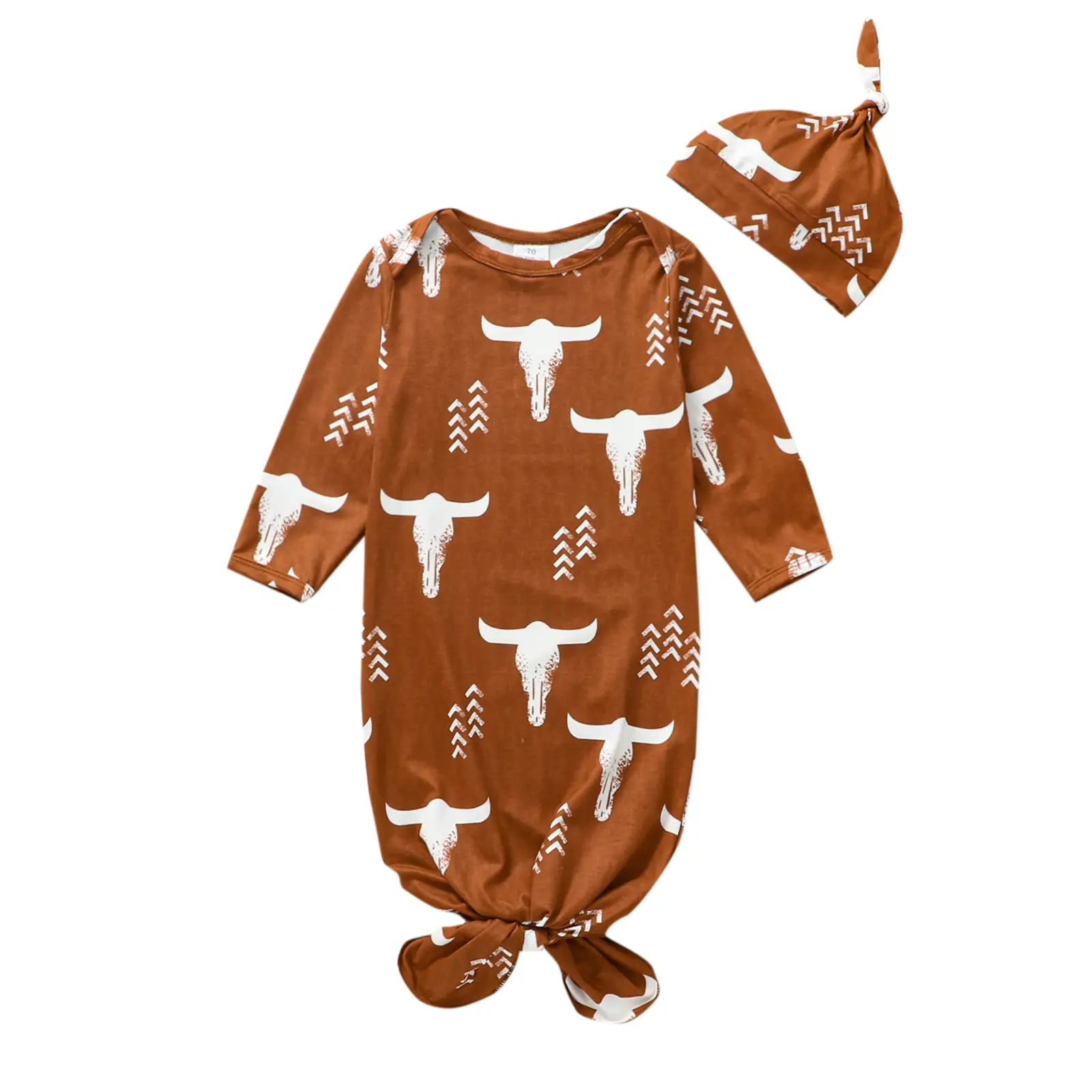 Baby Girl Boy Bull Head Print Clothes Newborn Coming Home from Hospital Outfit Western Clothes