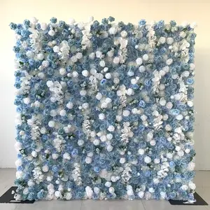 Blue & White Floral Wall 8'x8'