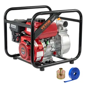 VEVOR Gasoline Powered Trash Pump, 2 in/50 mm, 7HP 132GPM 4-Stroke Gasoline Engine Water Transfer Pump with 25 ft/7.62 m Outlet Hose Max 98 ft Lift 26ft Suction, Cast Iron Impeller for Irrigation Pool