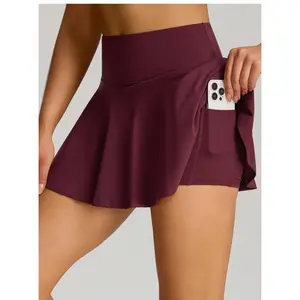 New-style sports tennis skirt, outdoor golf pocket sport mini skirt, two-piece set style, anti-slip yoga skirt Womenswear Bottom