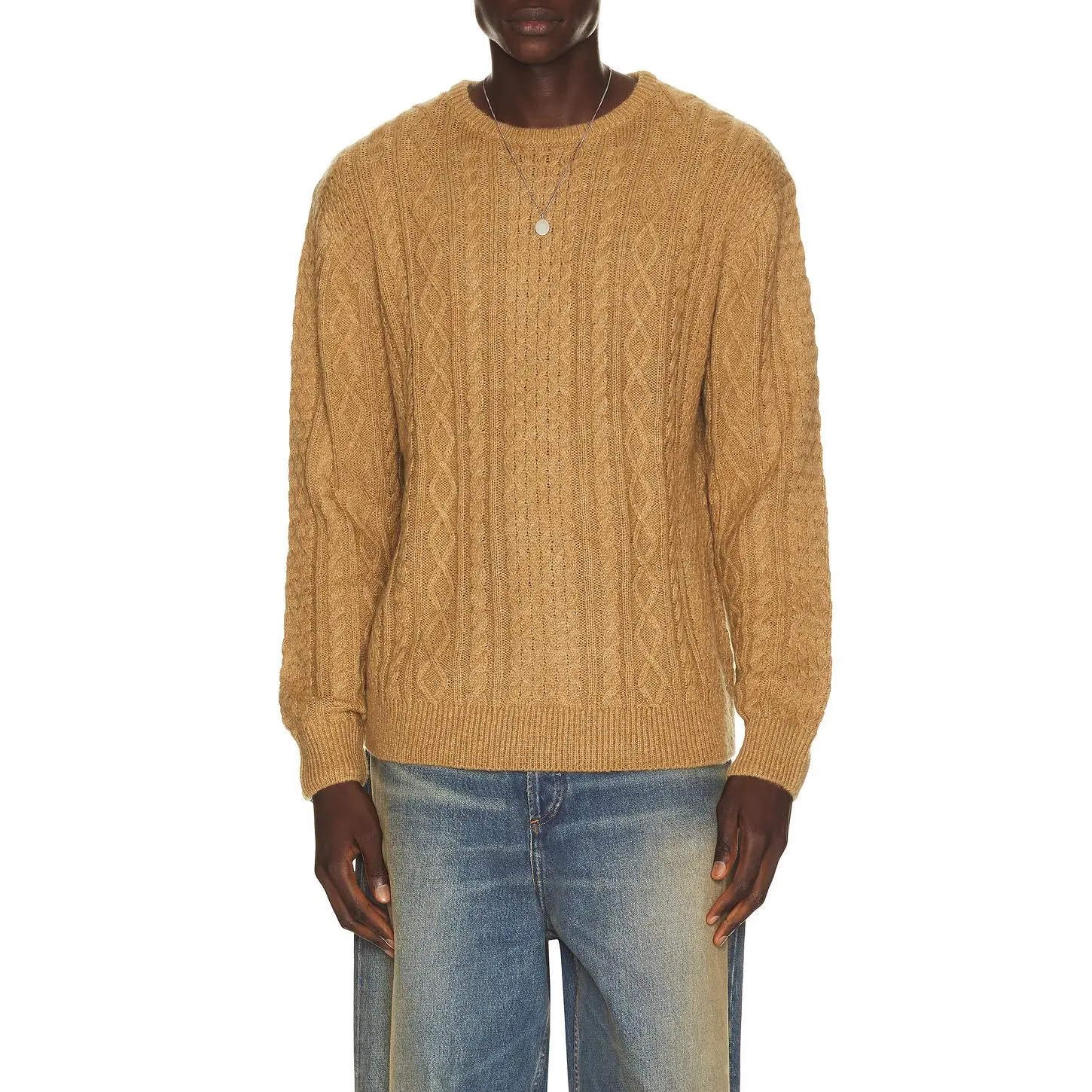 Rhythm Mohair Fishermans Knit Sweater in Sand