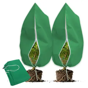 2/4-Pack Plant Covers Freeze Protection Frost Covers with Zipper Drawstring Plant Protectors from Animals Outdoor Winter Frost Cold Weather Shrubs Trees Jacket Covers 31.5*47.3/ 47.3*70.8 Green
