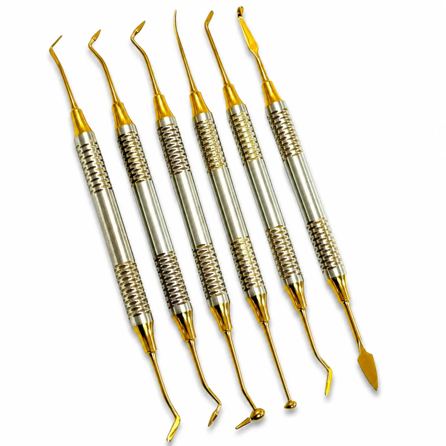German Dental Composite Filling Instrument Gold Titanium Coated Professional Dental Spatula Tool Kit Dentist Sculpting Carving Set