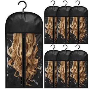 2026 6PCS Hair Extension Holder Wig Storage Bags with Hanger Wig Holder for Multiple Wigs Hanger Dust-proof Storage Organizer with Hook Hair Extensions, wigs & accessories