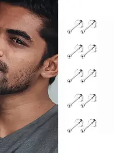 10pcs Stainless Steel Mini Stud Earrings, Ear Studs, Comfortable Spiral Back, Flatback Dot Ball, 2mm Ear Piercing Set, Unisex Jewelry
