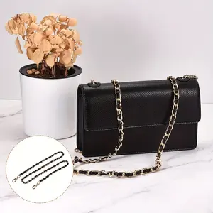 1pc 47-Inch Leather And Iron Flat Chain Strap for Handbags, Suitable As a Replacement for Shoulder And Crossbody Bags, Featuring Woven .
