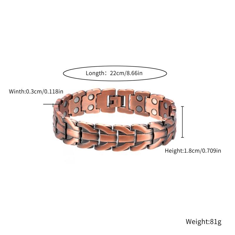 Red Copper Magnetic Bracelet for Men, 3500 Gauss Vintage Braided Bangle, Adjustable Health Bracelet for Wrist Joint Relief, Father's Day Gift for Dad