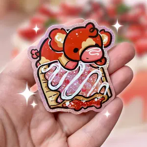Strawberry Pastry Cow ~ Pixie Dust Glitter Sticker
