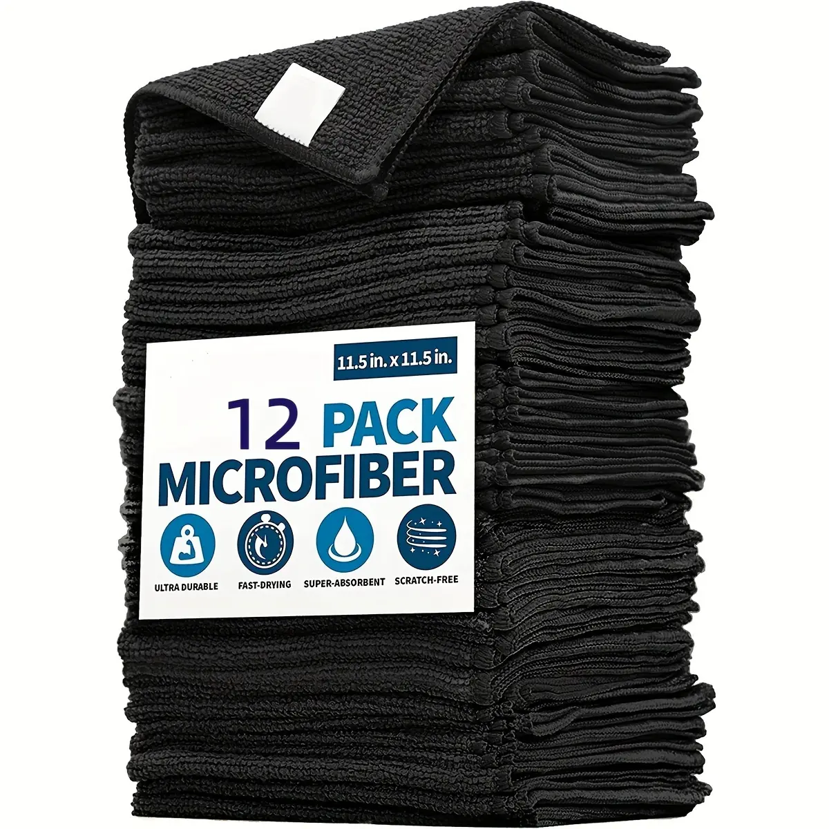 12pcs Premium Microfiber Cleaning Cloths Ultra-Absorbent Towels for Efficient Dishwashing Streak-Free Multi-Purpose Kitchen Rags