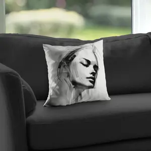 360 Stand 14x14 in Standard Size Poly Twill Throw Pillow - Twill Weave, Soft Touch Cushion, Minimalist Decor Accent for Bedroom, Feminine White Bedding Accessory, Durable Cushions