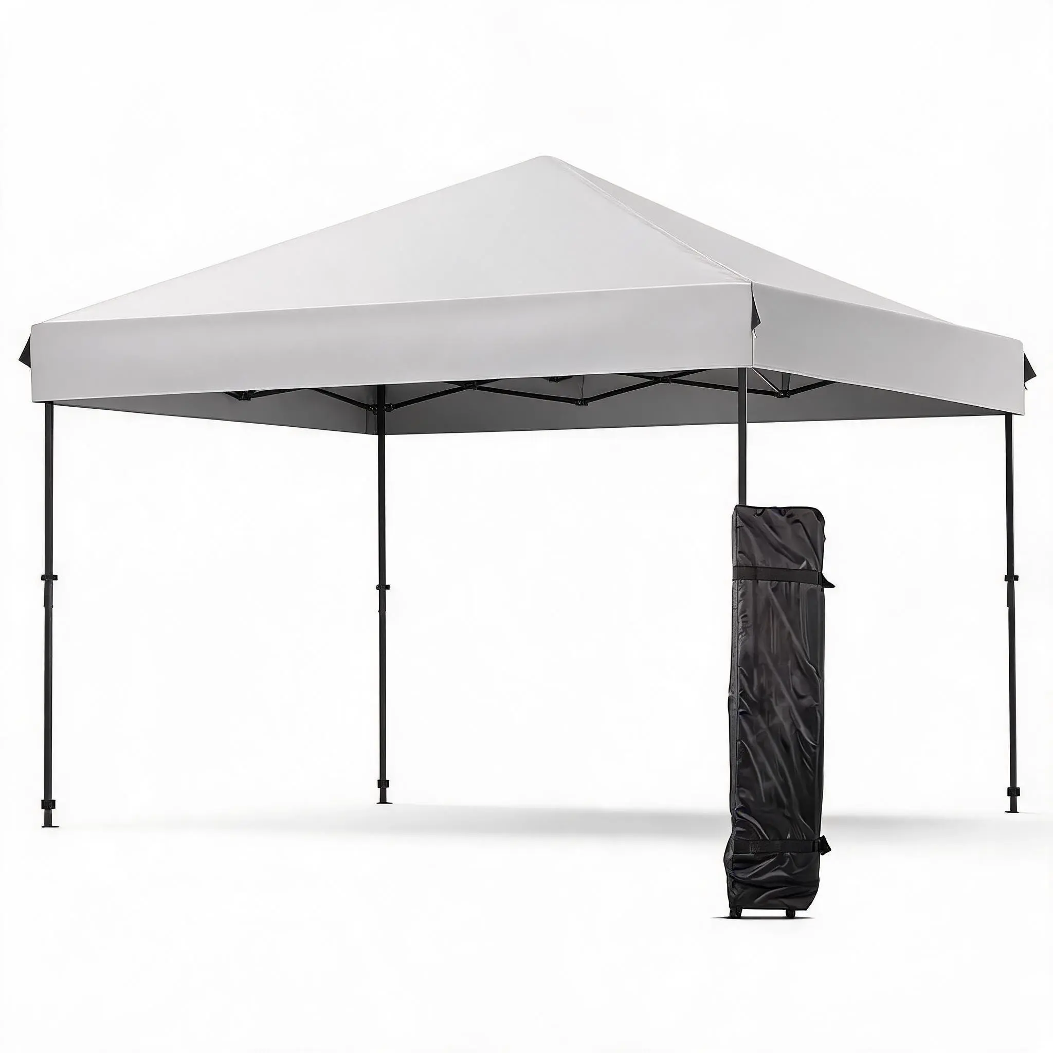 10x10 FT Square Pop Up Canopy Tent - 210D Oxford Fabric Top, 3 Height Adjustments, 4 Weight Bags, Instant Setup, Carrying Bag Included for Hiking, Camping