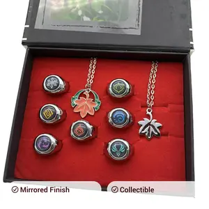 Genshin Impact Vision Necklace Ring Integrated Design Alloy Mirror Plating Smooth Surface Game Accessory for Collection Gift