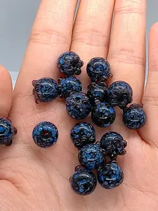 6pcs Blueberry Pattern Glass Beads, Handmade Cute Realistic Hanging Decor, DIY Jewelry Making Materials, Trendy Fashion Accessories