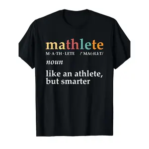 Mathlete Definition Noun Like an Athlete But Smarter T Shirt All-Season Humor Men'S T-Shirt Design Print Men'S T-Shirt, Round Neck Short Sleeve T-Shirt, Soft Breathable, Machine Washable