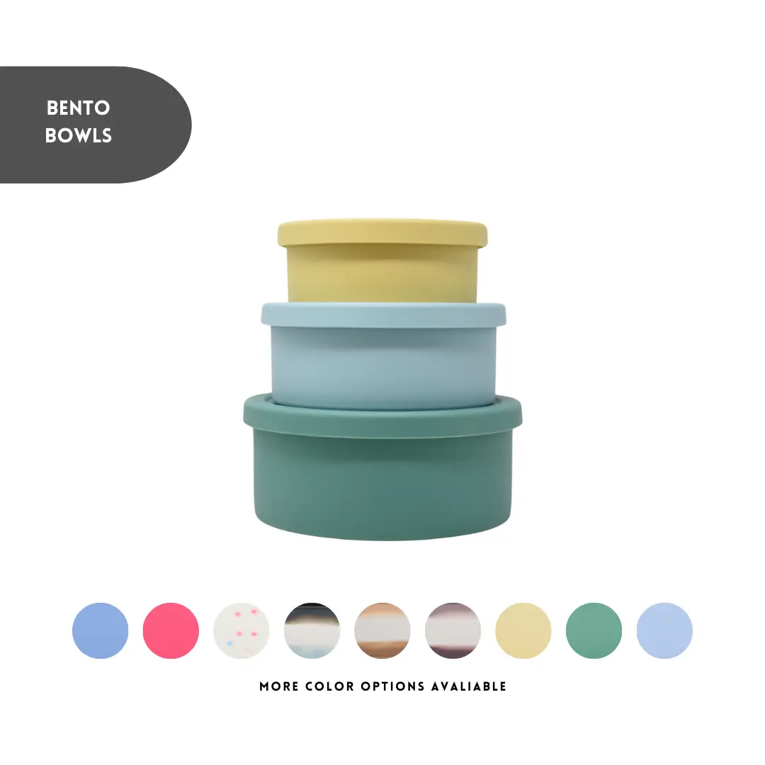 The Dearest Grey Leakproof Silicone Bento Bowls