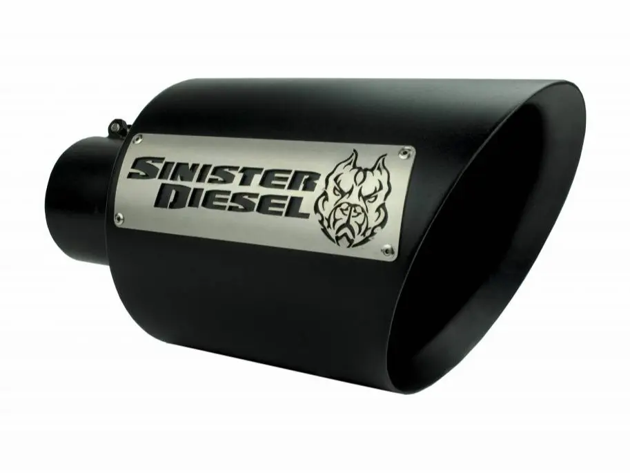 Sinister Diesel Dual Wall Exhaust Tip W/ Angle Cut 4" to 8" Black