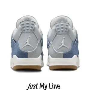 Premium Denim & Grey Mid-Top Athletic Shoes, Denim & Leather Construction, Gum Rubber Outsole, White Midsole & Gold Accents, Padded Ankle Collar, Shock-Absorbing Non-Slip Sole, Versatile Footwear for Street Style & Casual Wear
