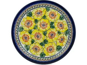 Polish Pottery Plate 11" Lemon Poppies
