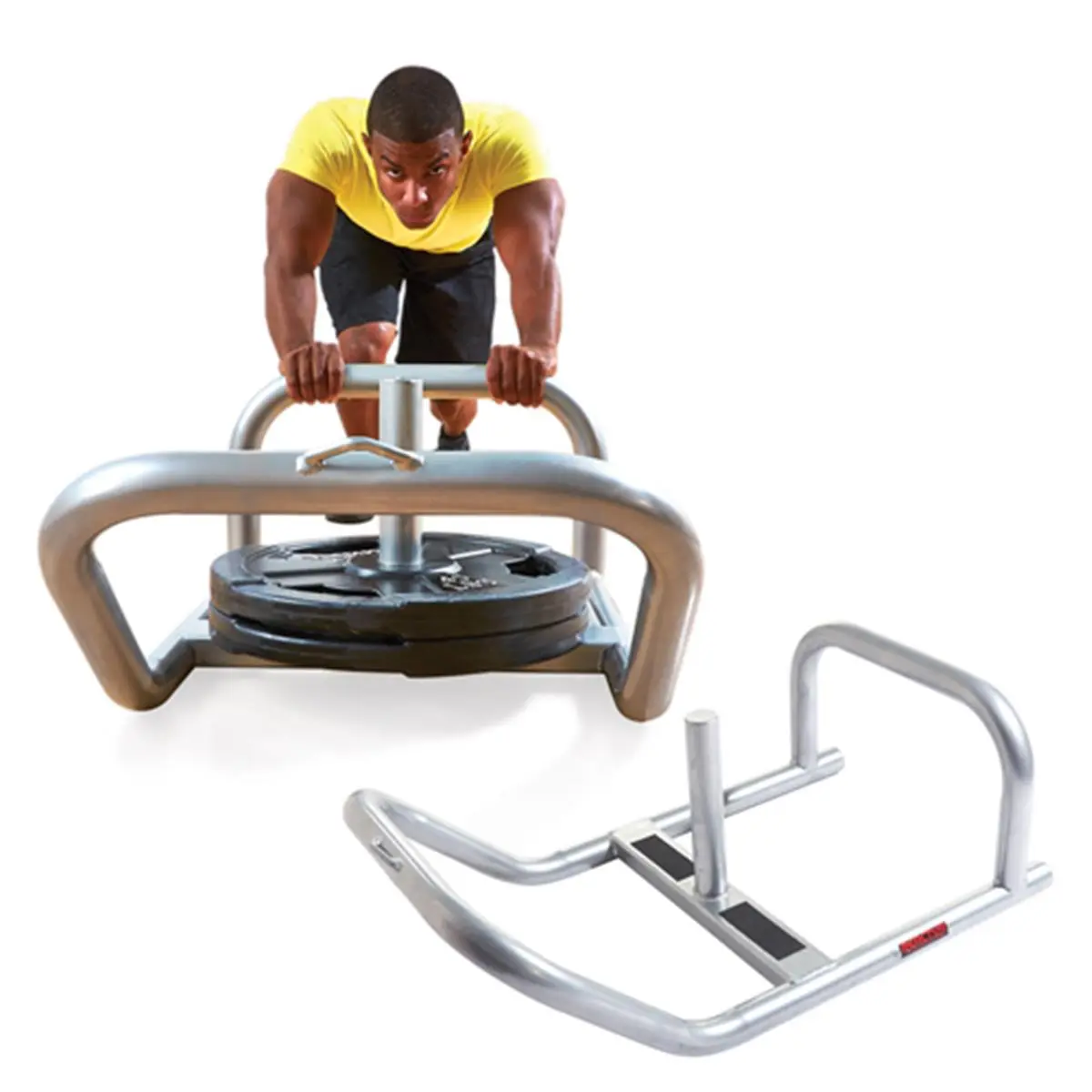 212 MAIN Reactor Low Push-Pull Sled - 1-Piece Weld Powder Coated Steel Frame, Large Radius Handle for Speed Training, Endurance, Leg Strength to Increase Speed
