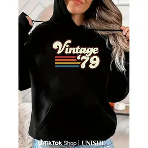 Retro 1979 Birthday Hoodie – Unisex Vintage Casual Long Sleeve Pullover