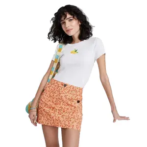Women's High Rise Chino Mini Skirt Wild Fable Rust Floral 4 Red Floral