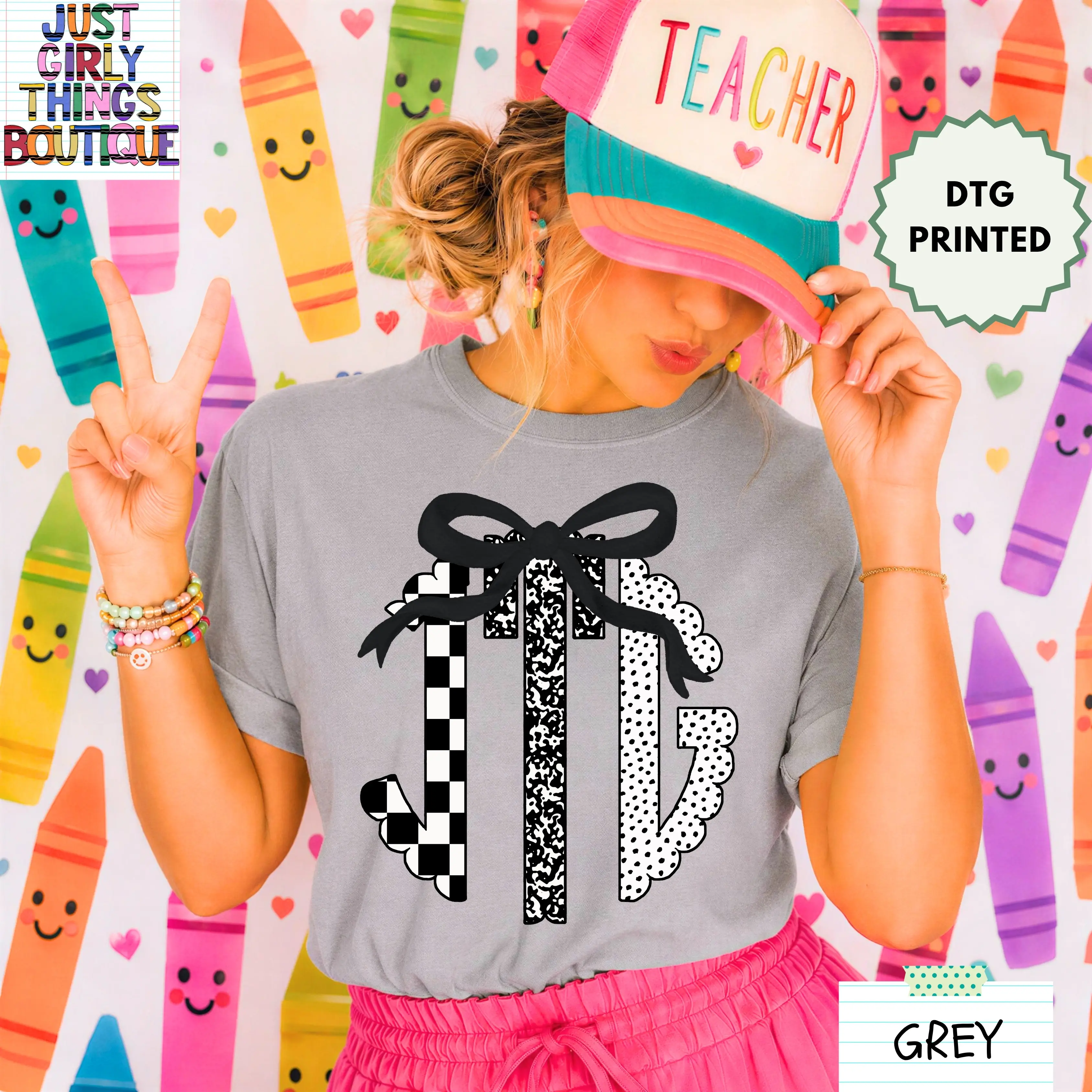 Custom Teacher Composition Notebook Checkered Monogram Shirt (Leave First Name Initial, Last Name Initial, Middle Name Initial in Notes at Checkout), Custom Name Shirt, Personalized Name Shirt, Custom Monogram Shirt, Teacher Monogrammed Shirt