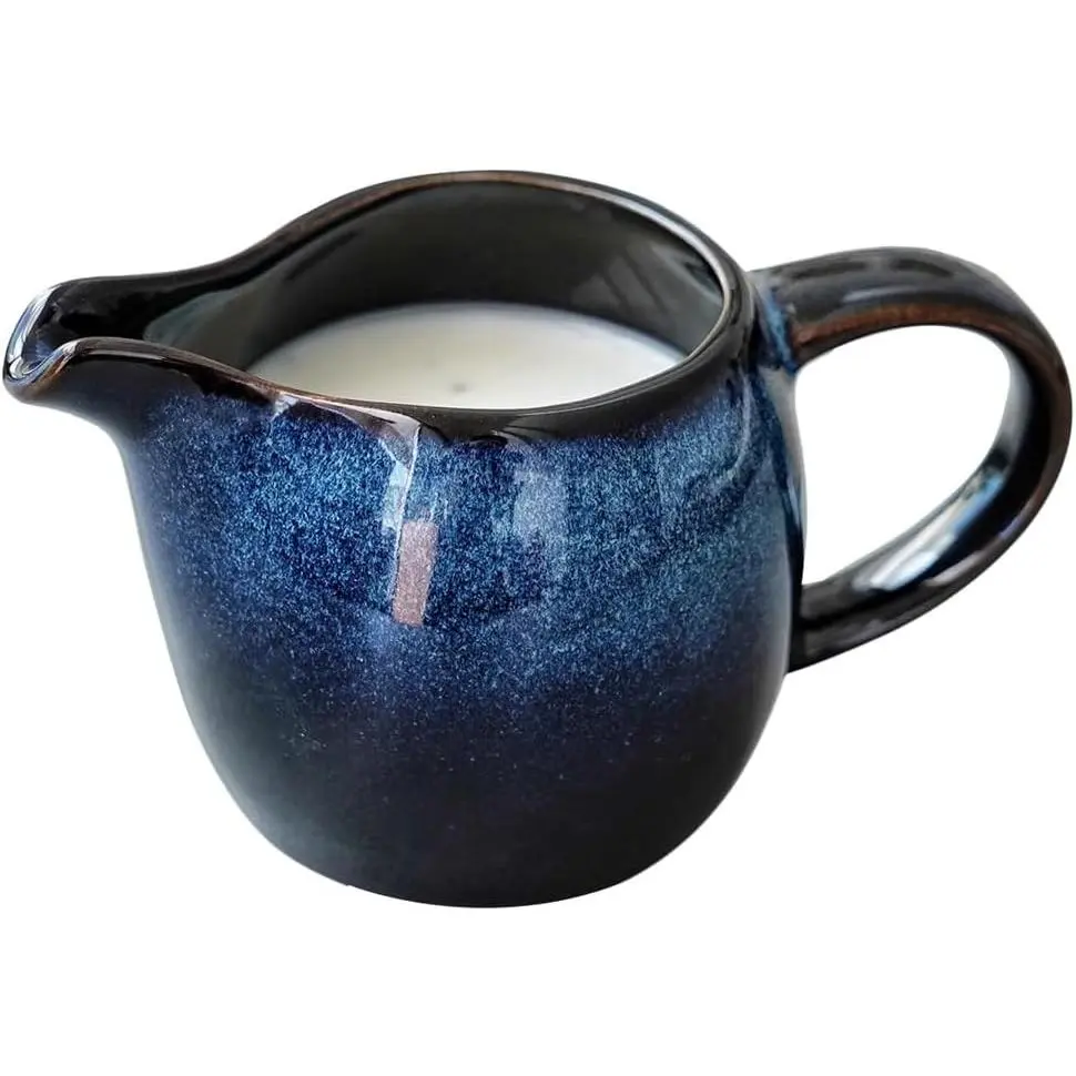 3 Oz Small Creamer Pitcher, Creamer Cup with Handle, Ceramic Milk Jug for Coffee Milk Sauces Salad, Freezer Safe & Microwave
